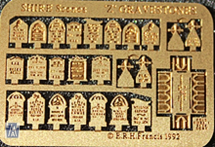 90038 Gauge Z Kit Grave Stone and Crypt set of 25, Brass