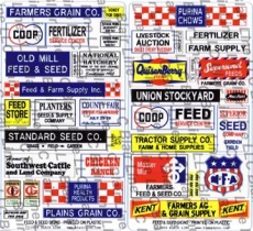 157 HO Feed and Seed Store Signs, Schilder