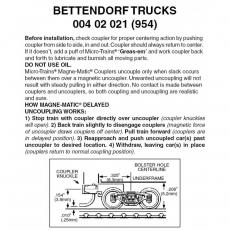 Z Scale, 004 02 021 ( 954) Bettendorf Trucks w/ short ext. coupler 1pr