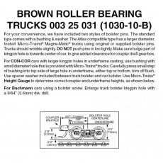 003 25 031 N N Scale BROWN Roller Bearing w/ short ext. couplers 10pr (1030-10B)