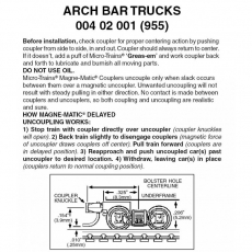 004 02 001 (955)  Z  scale Arch bar trucks with short ext. Magne-Matic® coupler (1pr)