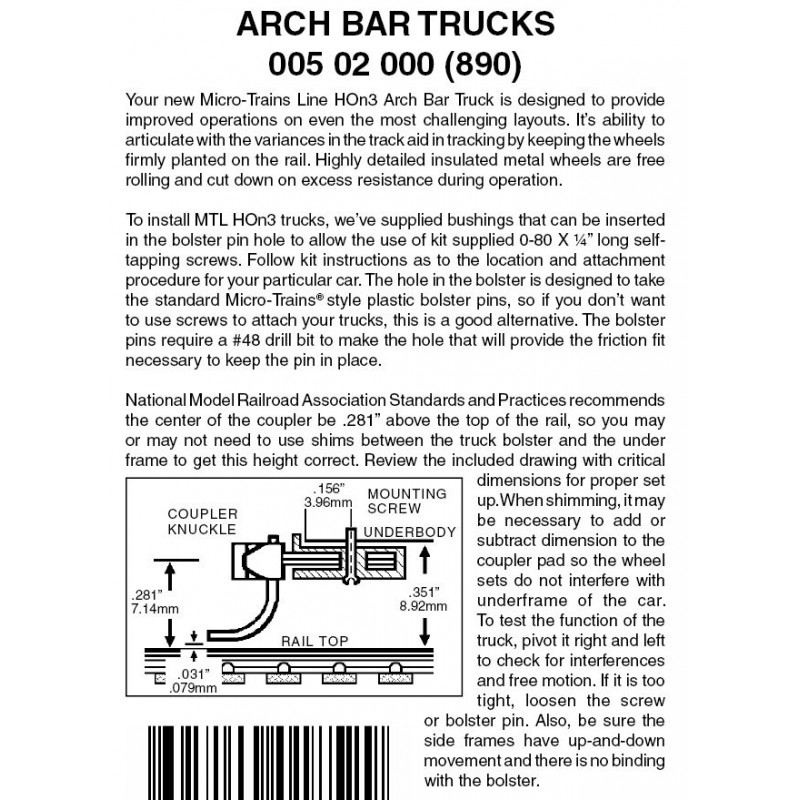 Hon3 D&rgw Arch Bar Trucks by Micro-trains Line Item #005 02 000 for sale online 
