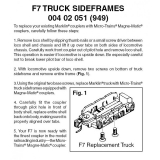 Z Scale 004 02 051 ( 949) F-7 conversion truck side frames w/ short ext. couplers 1pr